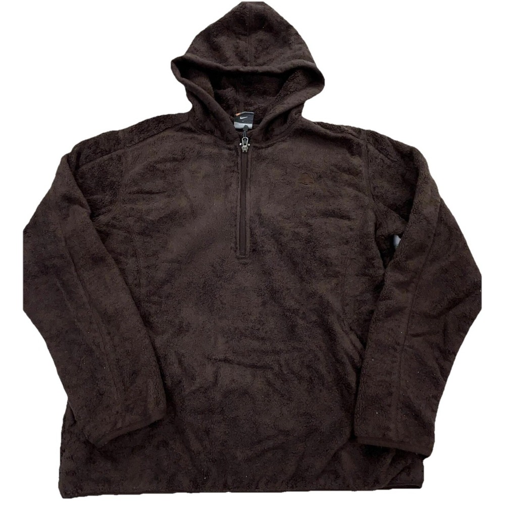 Nike Jacket Women Large Brown Fleece ACG Hoodie Sweatshirt Sweater Vintage Y2K